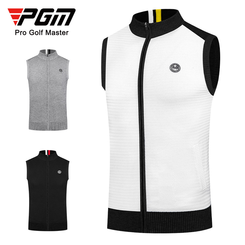 Áo vest len nam cổ đứng PGM – ấm áp mùa thu đông — YF501-màu xám, YF501-Đen, YF501-màu trắng