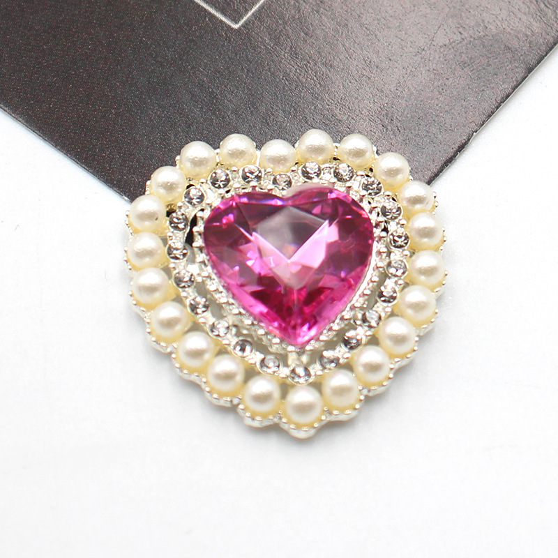 27mm銀色桃心真珠花盤合金部品diy髪飾り花盤ドリル頭飾りアクセサリー部品