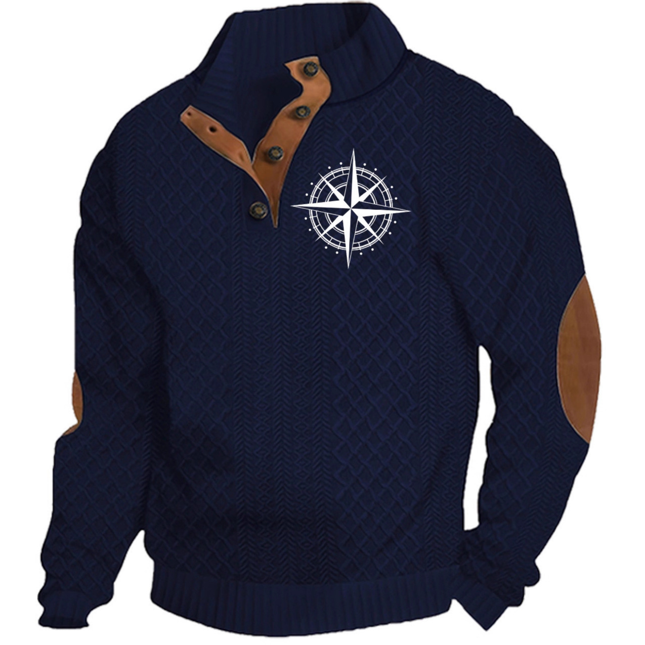 Transfronterizos Amazon otoño invierno caliente tamaño europeo para hombres al aire libre imitación de cuello de manga larga impresa hoodie de tres botones