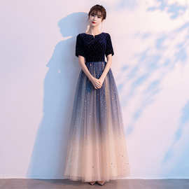 星空晚礼服女大合唱团演出服女2025新款朗诵气质独唱指挥服装长裙