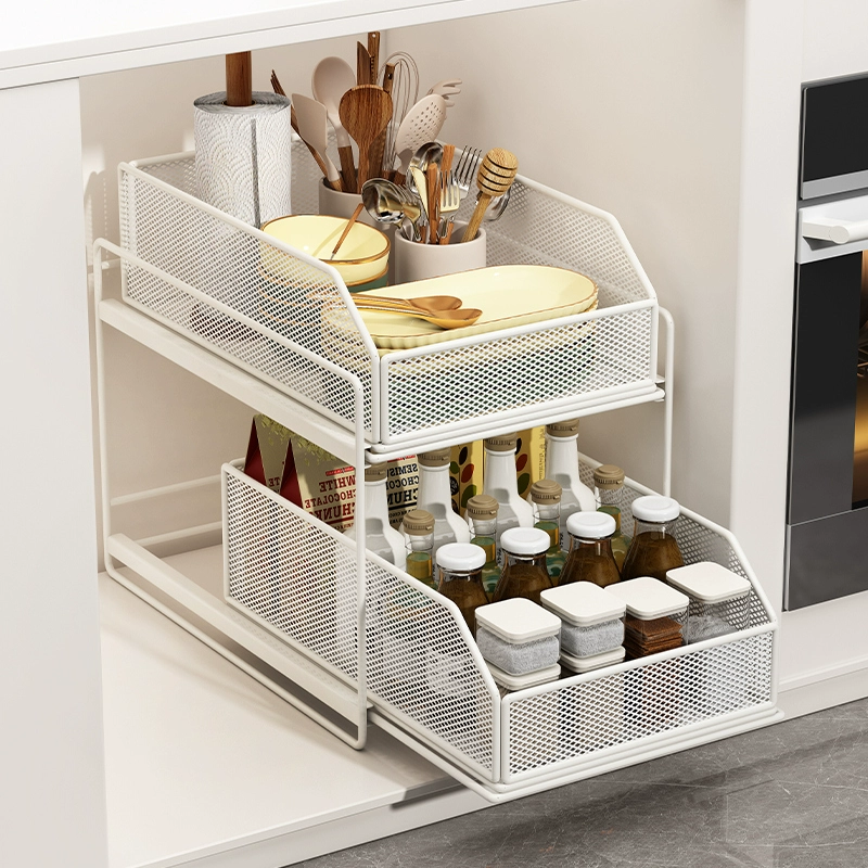 Выдвижная полка для хранения посуды под мойку, глубокий шкаф, многоярусная подставка для посуды.