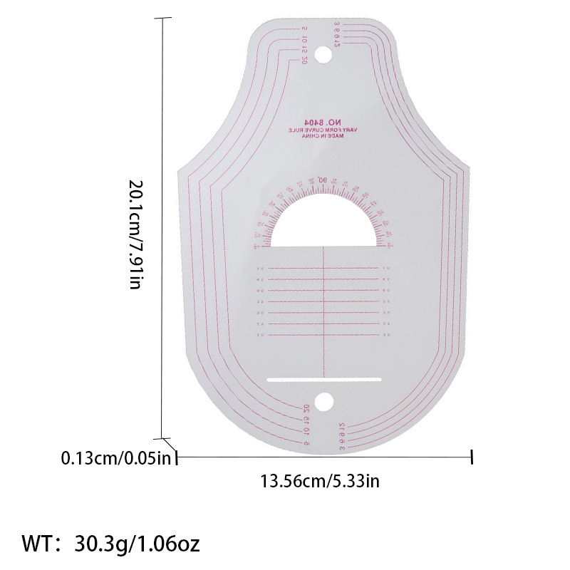 Regla de curva directa de fábrica Botón regla de arco regla de ropa regla de corte traje de regla de jaula de manga regla de tamaño colección