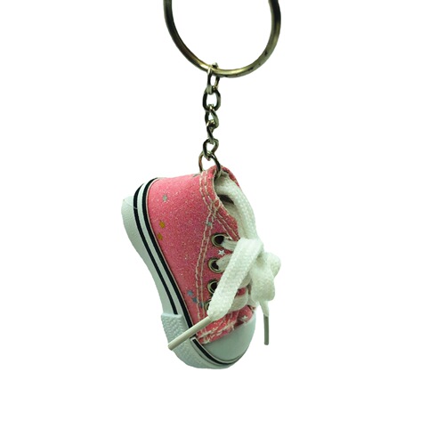 Mini simulation bright gold powder canvas shoes keychain ring pendant sports shoes luggage car pendant creative gift