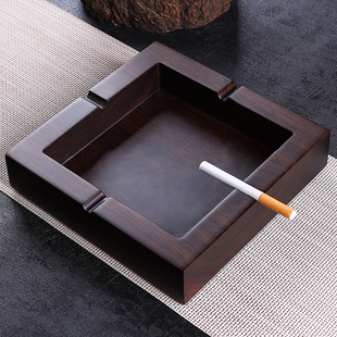 Ebony Solid Wood Ashtray Large Covered Ashtray Creative Stylish Trendy Chinese Retro Living Room Home