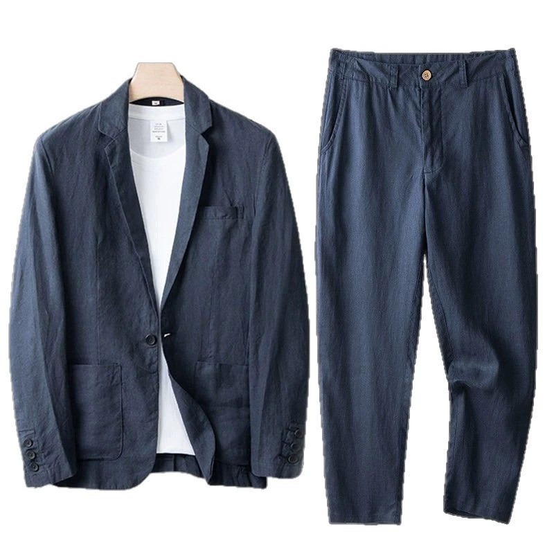 Тонкий классический костюм, хлопковая куртка для отдыха, oversize, хлопок лен