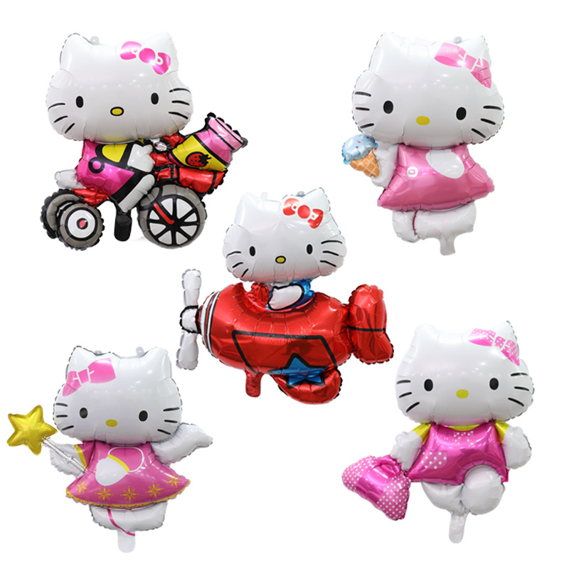 Dibujos animados Ángel gatito gato aluminio globo niña cumpleaños fiesta decoración 18 pulgadas KT gato forma globo