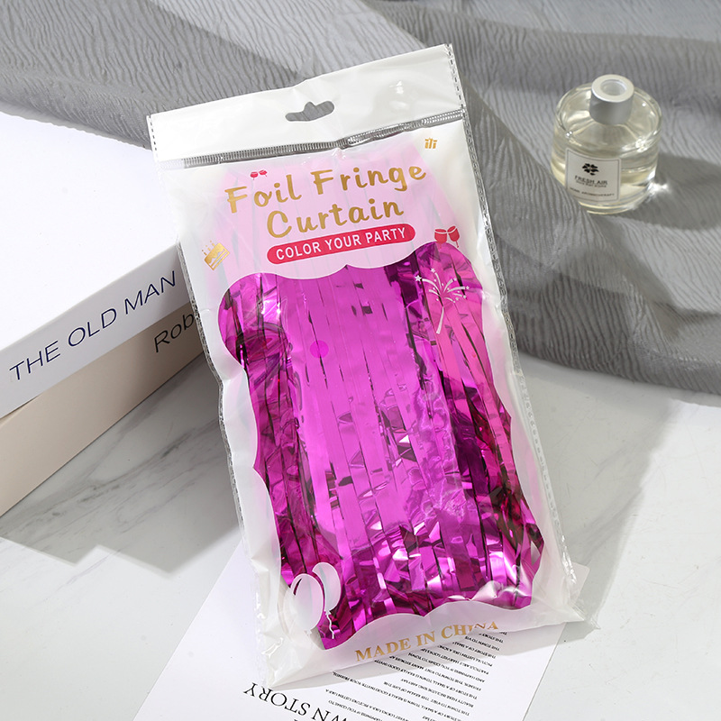 Cross-border exclusive 1*2M solid color rain silk curtain birthday decoration party supply stage wall decoration props