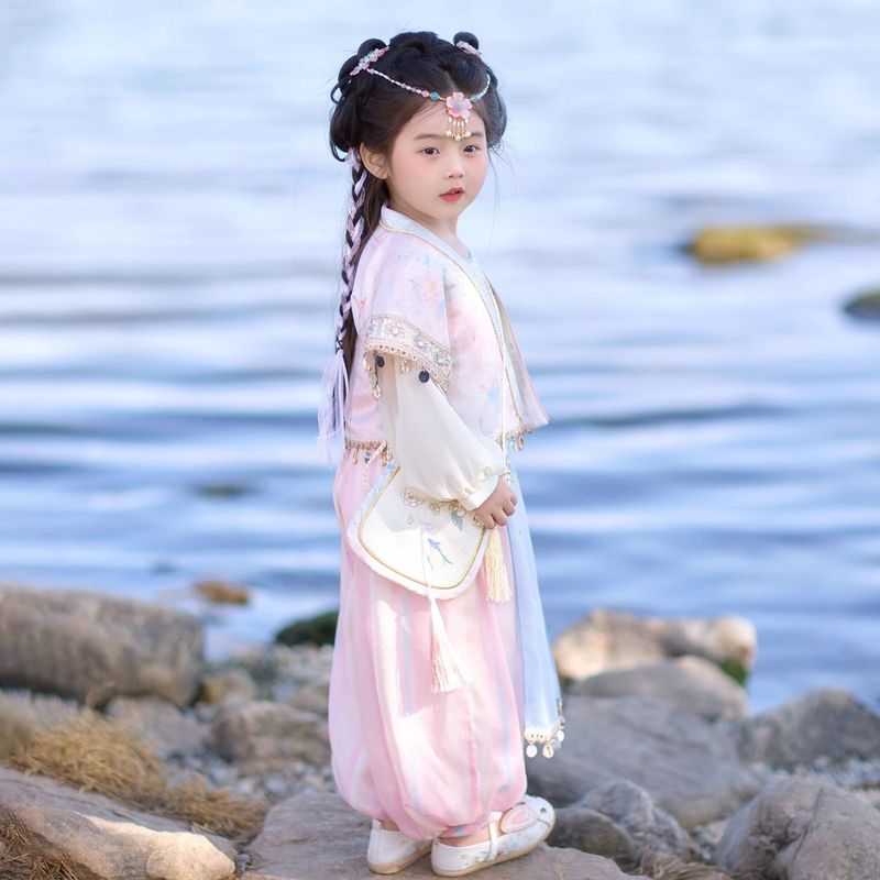 汉服女童2025春秋款儿童古风新中式上衣裤子两件套小女孩国风套装|undefined