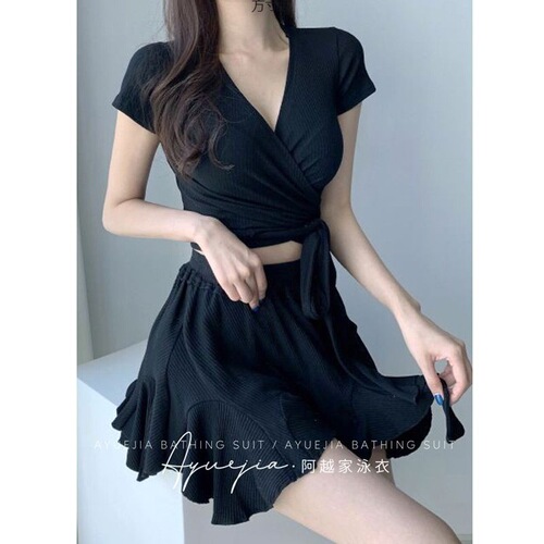 Korean Version Cover-Up Swimsuit for Women, Separate Design, Ethereal and Stylish, Conservative Skirt Style, Seductive Vibe, Body Contouring Hot Spring Swimwear, Factory Direct, One Piece
