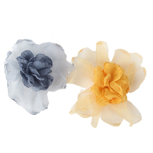 10cm organza flower handmade diy jewelry flower chiffon burnt edge flower accessories hairpin headdress brooch accessories