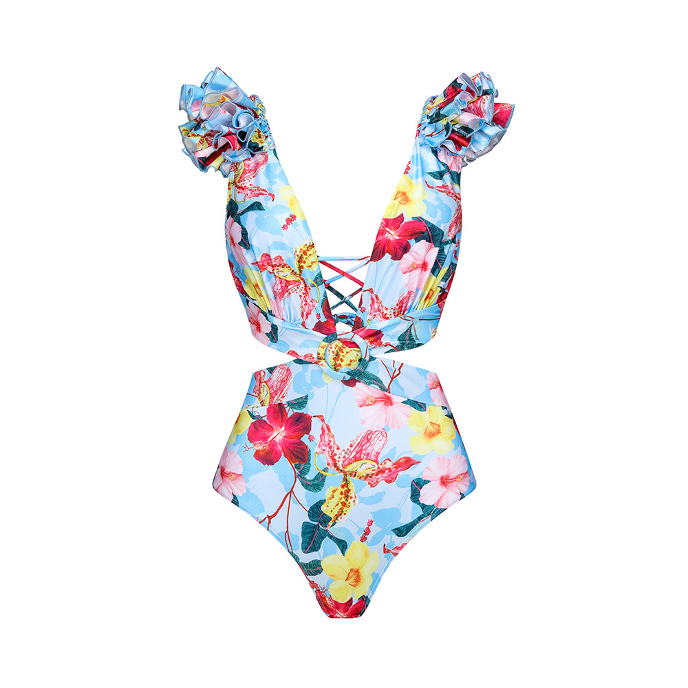 Women's Elegant Lady Solid Color Flower 2 Pieces Set One Piece Swimwear display picture 33