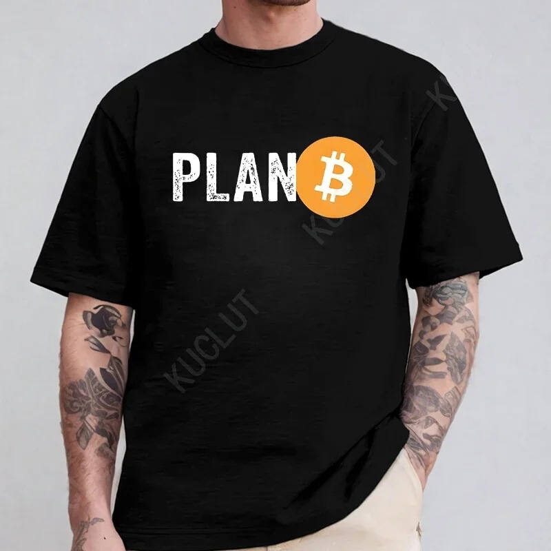 Men's B Plan Cryptocurrency Bitcoin Men's Funny T-Shirt Top Classic Men's Fashion Street T-Shirt Short