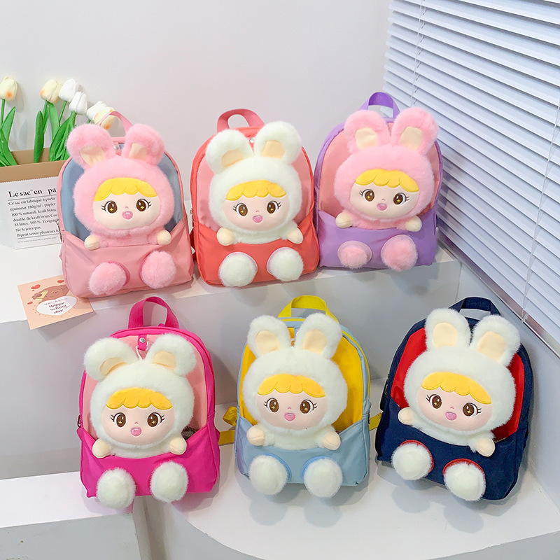 Nueva mochila de jardín de infantes de dibujos animados mochila de muñecas de peluche mochila de niños y niñas