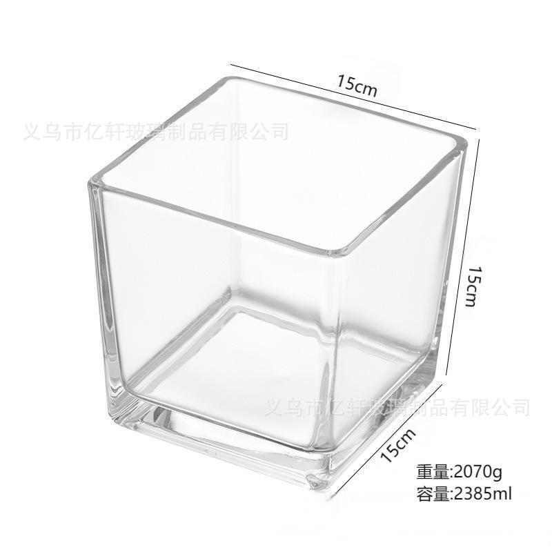 卸売正方形ガラス花瓶ポトス水耕植木鉢正方形タンクアロマセラピーワックスカップ多肉植物カメ水槽緑植物|undefined