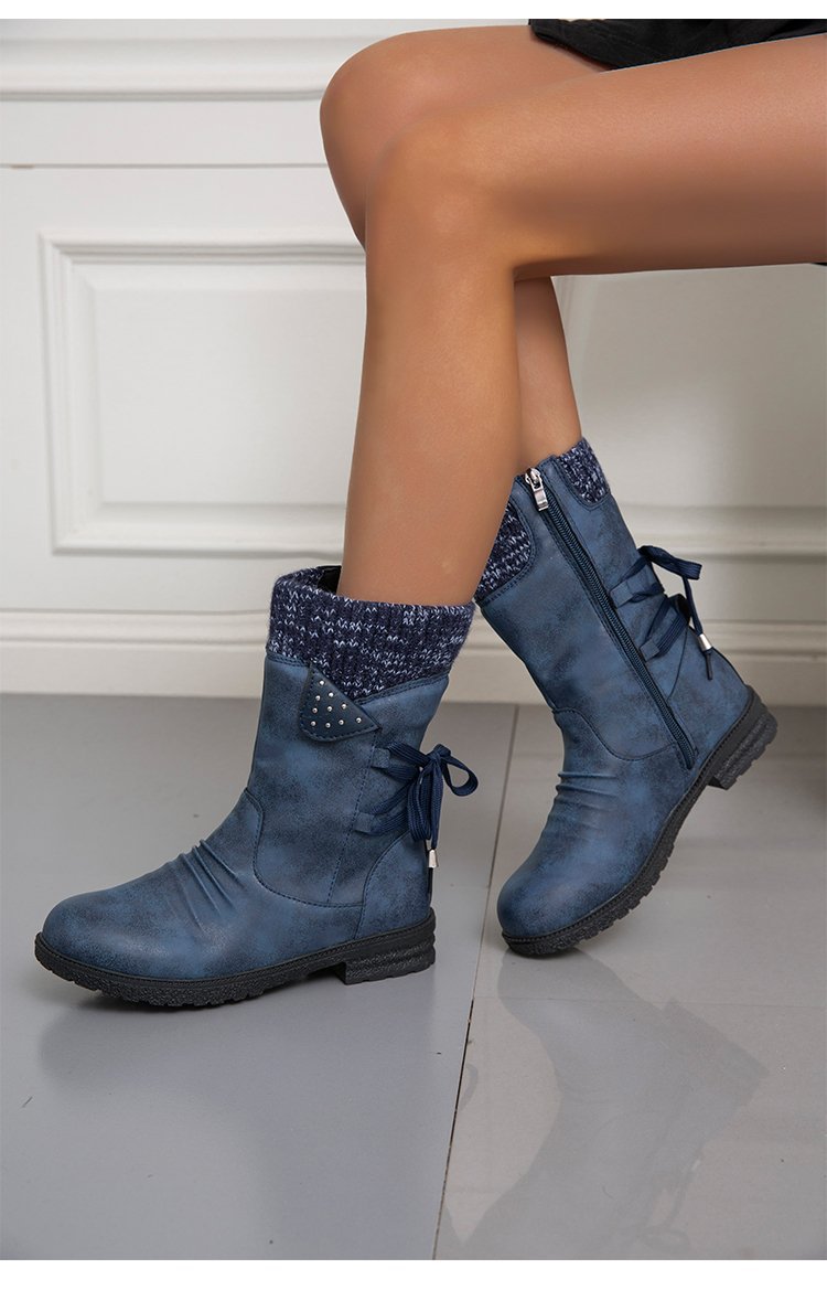 Large Size Short Boots Women Fashion Explosion Outer Boots Women Solid Color Low Heel Short Boots_voghion.com