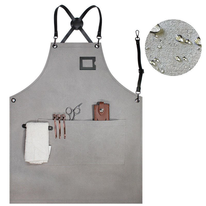 Delantal de lona grueso transfronterizo nuevo estilo coreano ropa de trabajo personalizada café amazon restaurante barbero delantal hombre image 16