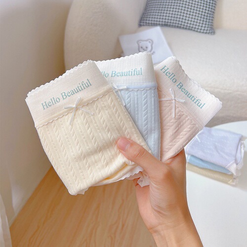 Mianmian~Girl's pure cotton underwear, comfortable mid-waist Japanese style sweet and breathable cotton crotch women's seamless briefs