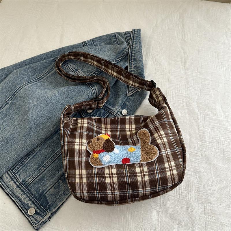 Bolsa de lona a cuadros bolso de mujer 2024 nuevo estilo estilo estilo de moda coreano estilo académico bolso especial bolso de mochila casual de gran capacidad
