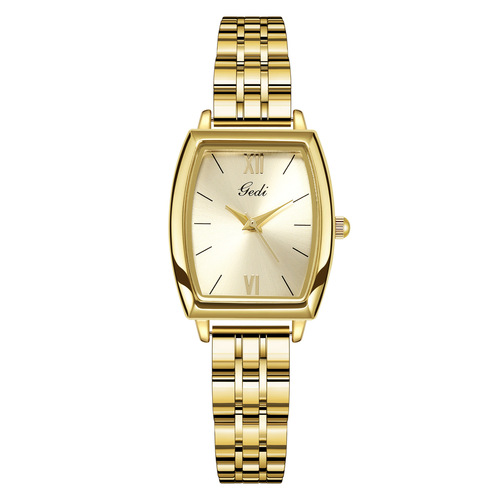 Minimalist Retro Barrel Shape Women's Watch with Unique High-End Feeling, Stainless Steel Quartz Ladies Watch Wholesale