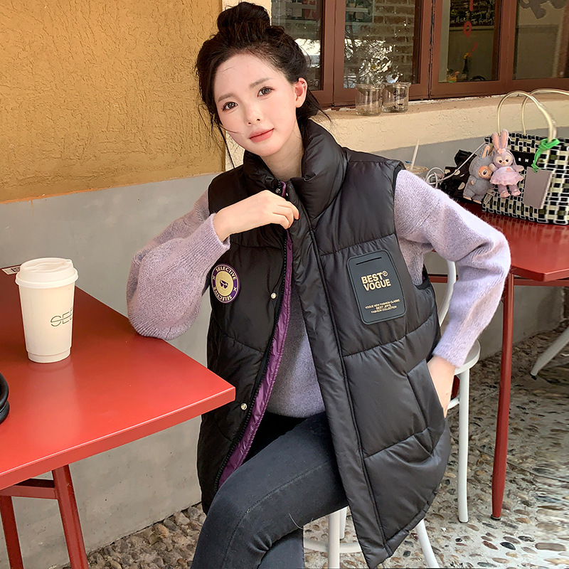 Chaleco de algodón de pluma para mujeres 2024 nuevo otoño y invierno chaleco de hombro corto chaleco de moda de estilo exterior
