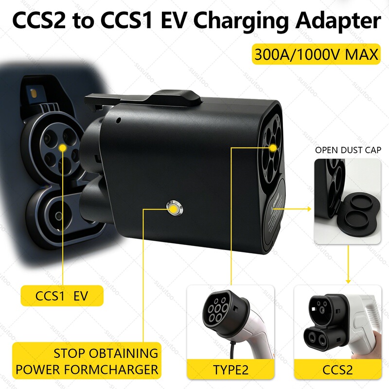 European Standard Ccs2 to American Standard Ccs1 Charging Head 250A New Energy Vehicle Dc Fast Charging Adapter European Standard Ccs2 to American Standard Ccs1 Charging Head 250A New Energy Vehicle Dc Fast Charging Adapter