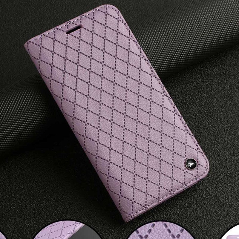 Suitable for Google 9Proxl Anti-Theft Protective Case Pixel7 Plaid Pattern 10 Flip Phone Case 8A Card-Inserting Leather Case