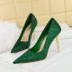 9511-30 Retro Women's Shoes Thin Heel Super High Heel Satin Shallow Mouth Pointed Flower Print National Style High Heel Shoes