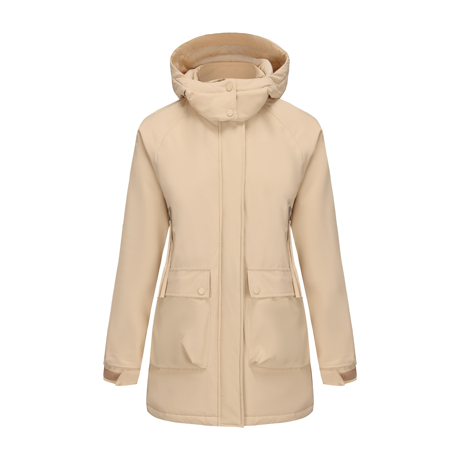 Chaqueta parka con capucha desmontable nueva de 2025, forrada de forro polar, repelente al agua, abrigo de otoño e invierno para mujer, ropa de algodón transfronteriza.
