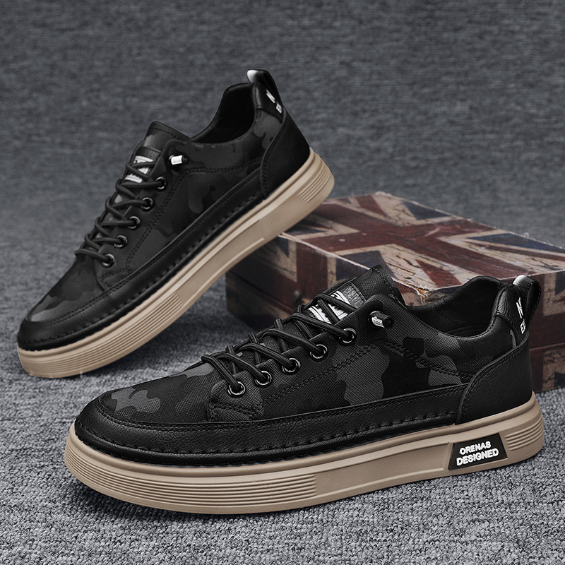 Zapatillas deportivas versátiles de cuero sin cordones para primavera 2026, para uso diario, deportivo y laboral, zapatos casuales negros para hombre.