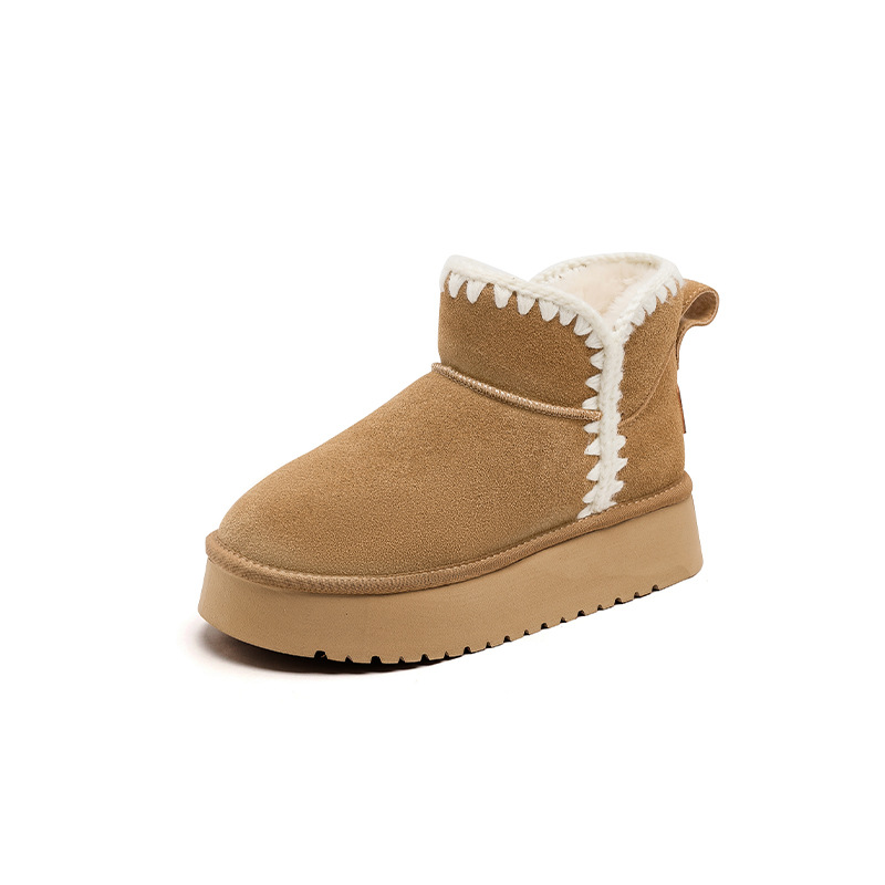 Botas de nieve para mujeres 2025 nuevo invierno de lana de un pie de pan de algodón botas casuales con suela gruesa