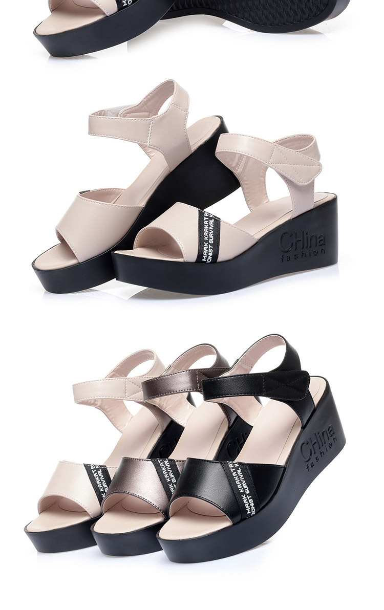 Sandal nữ đế xuồng đế dày mùa hè size lớn — đen chi tiết 17