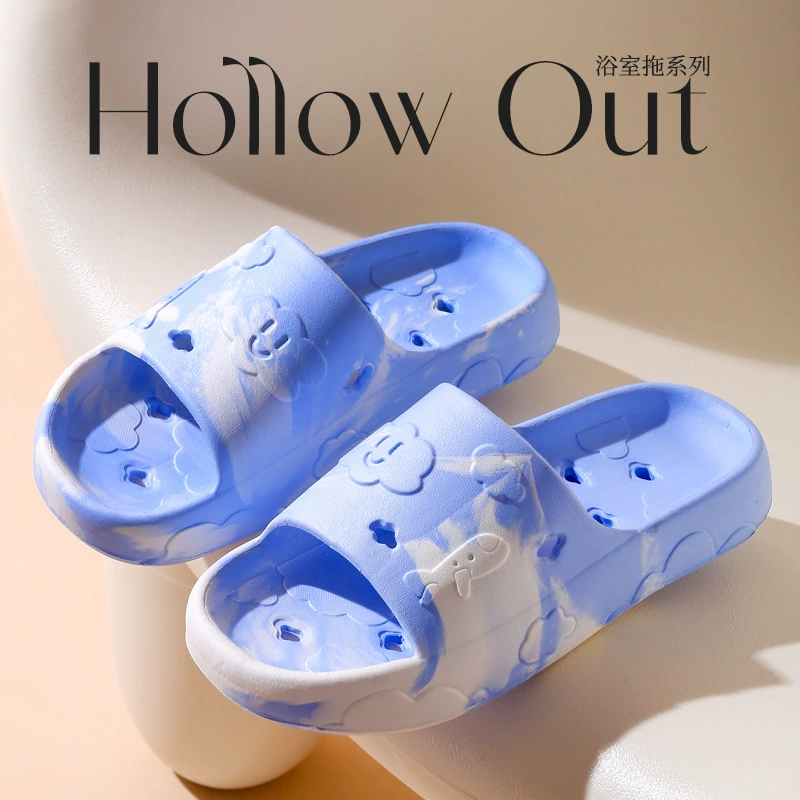 Толстая подошва двухцветная цветная протекающая тапочка для дамы домашний противоскользящий на открытом воздухе простой и удобный EVA новая пара пляжная обувь