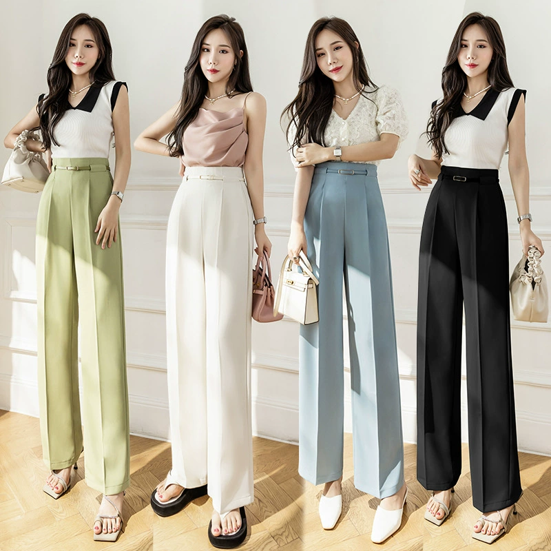 Реальный снимок + видео + три стандартных корейских версии брюк с высокой талией и широкими штанинами 2022 новые брюки для отдыха и пригородных брюк