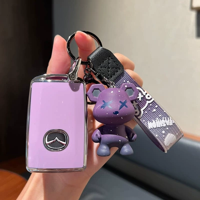 Set Angkor Saila Buckle CX4/CX5 | Car key bag - mazda-f-smart-3-key-single-shell-purple-purple-violent-bear-pendant