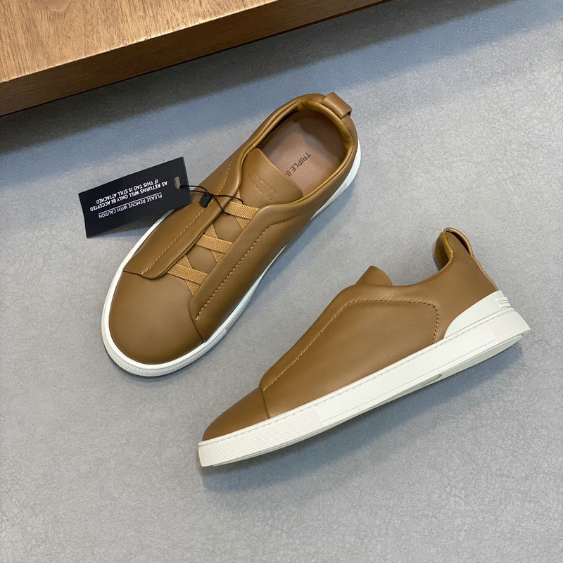 Wu Lei's Same Style Lace-Free Men's Sneakers, Genuine Leather Low-Cut White Shoes, Slip-On Slip-Ons, Elastic Slip-On Driving Shoes