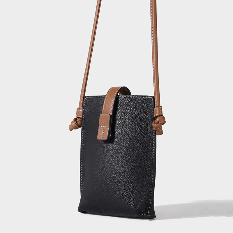 Teléfono móvil de cuero genuino primera capa de piel de vaca bolso de hombro pequeño bolso de mensajero de hombro simple de las mujeres bolsa de todo fósforo bolso rojo neto del teléfono móvil