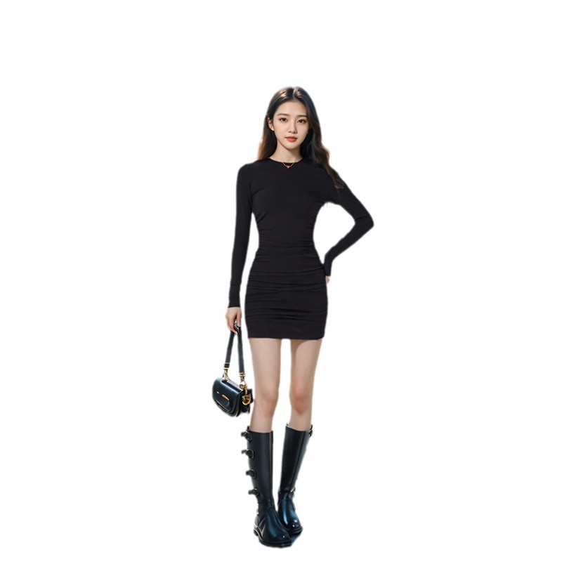 Elegant black autumn dress