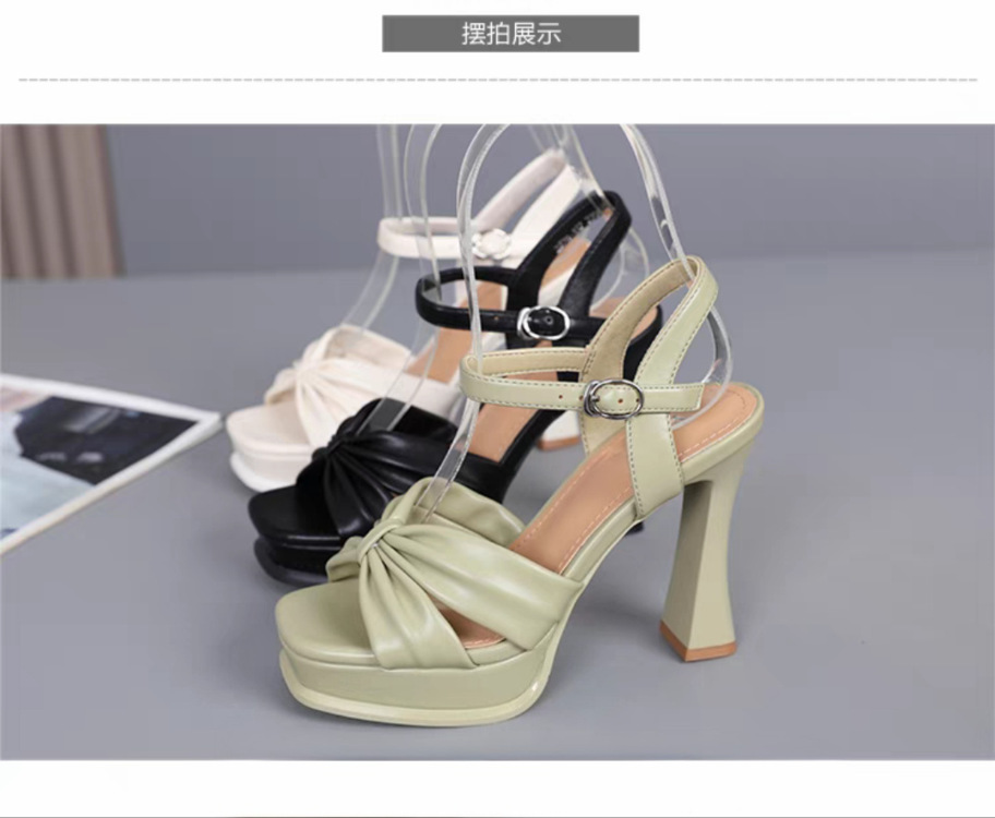 Women's High-Heeled 2024 Summer New Style High-End Chunky Heel Sandals With Waterproof Platform And Single Strap Buckle_vogvips.com
