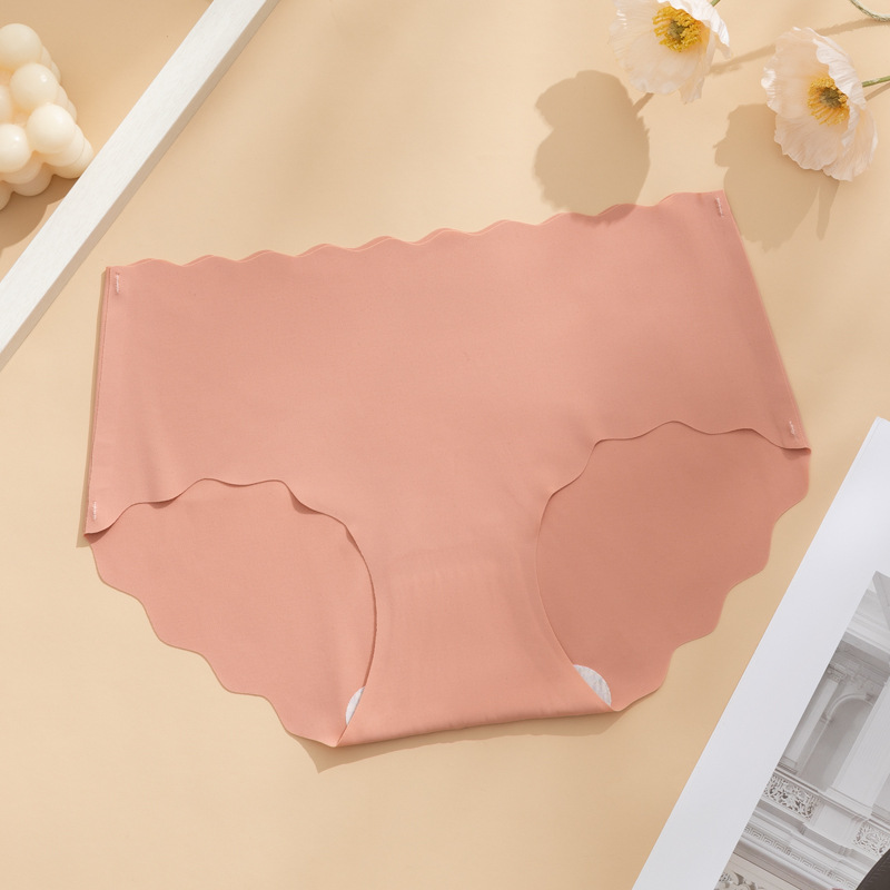 Pantalones interiores europeas y americanas transfronterizas de color sólido delgadas transpirables de yoga rápido seco ondulado sin marcas entrepierna de algodón femenino