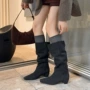 法式内增高增高新款女靴子