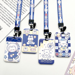 Access control card holder ins style female bus card bag keychain meal card campus transportation card protective cover lanyard pick-up card