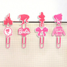 跨境可爱卡通粉色书签回形针现货创意学生文具万字夹异形环曲别针