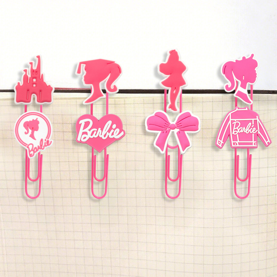 跨境可爱卡通粉色书签回形针现货创意学生文具万字夹异形环曲别针