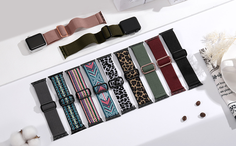 The nylon weave of the apple smart watch strap is suitable for the entire series of apple iwatch straps with adjustable sliding buckle spring undefined