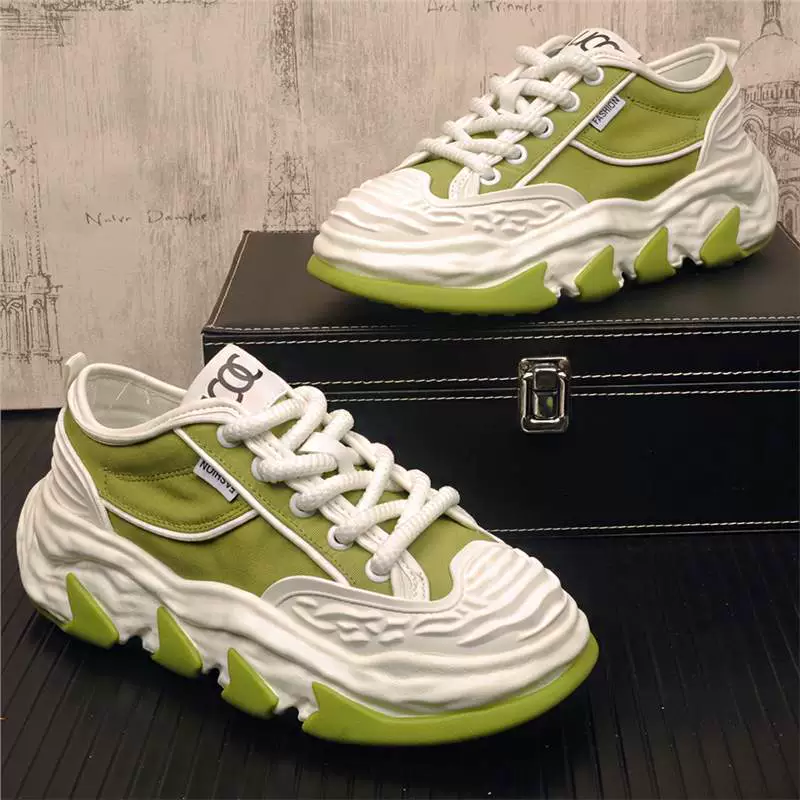 Обувь папы для мужчин летом растворяется нижняя повседневная обувь модная толстая подошва дышащая обувь приливная обувь низкий уровень индивидуальности мужская ткань обувь