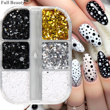 FULL BEAUTY跨境新款6格迷你波点闪粉亮片迷你心形爱心美甲亮片