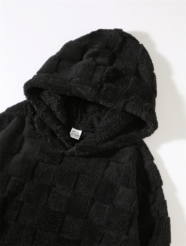 Maglione largo con cappuccio a quadri da uomo, autunno e inverno, casual, di grandi dimensioni_voghion.com