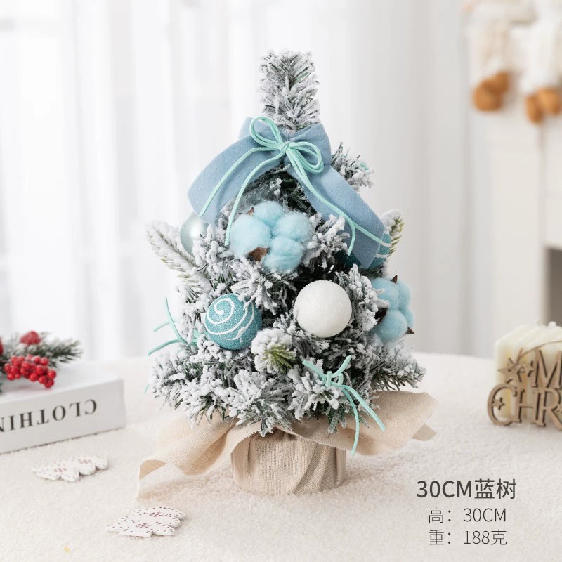 Mini Christmas tree MB‑22B01N XL23B05N, tabletop 30–40 cm, flocked branches, optional lights