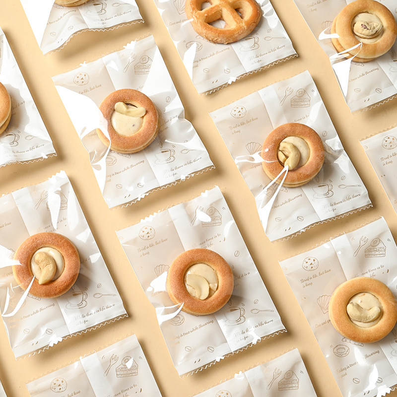 透明雪花酥包装袋曲奇饼干机封袋牛轧糖纸糖果袋手绘点心袋批发