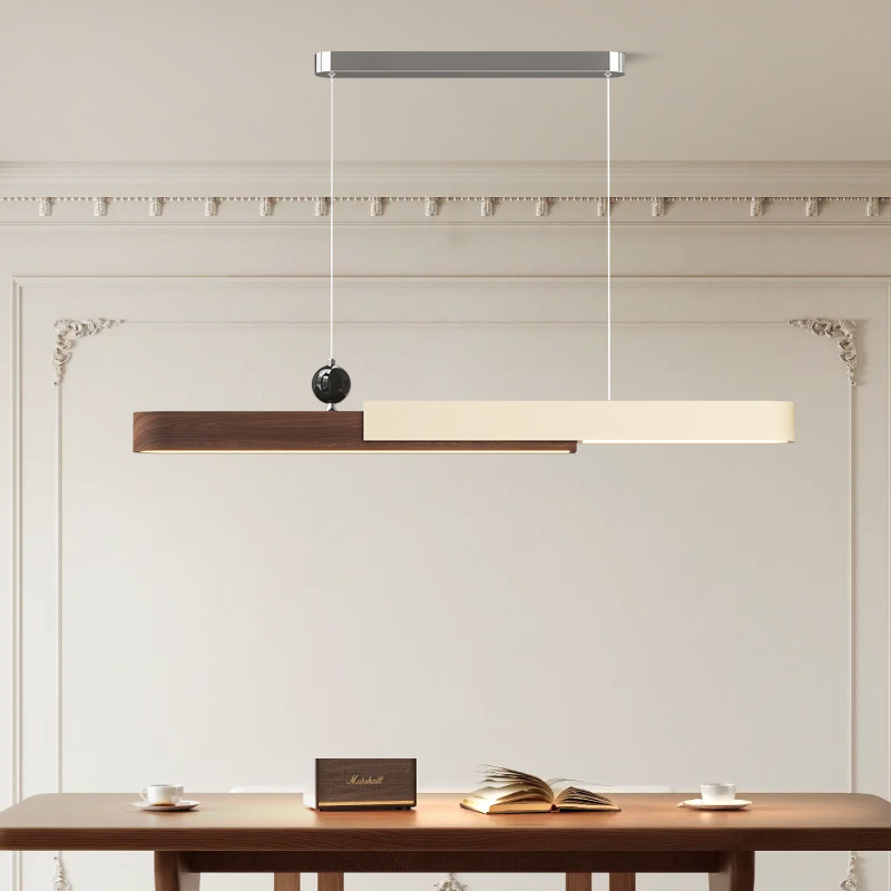 胡桃木色餐厅吊灯一字吧台现代极简茶室简约灯具餐桌高亮护眼长条 - Buy from 1688 via JTL Global